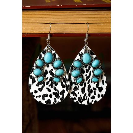Multicolor Western Turquoise Cow Spots Water Drop Earrings