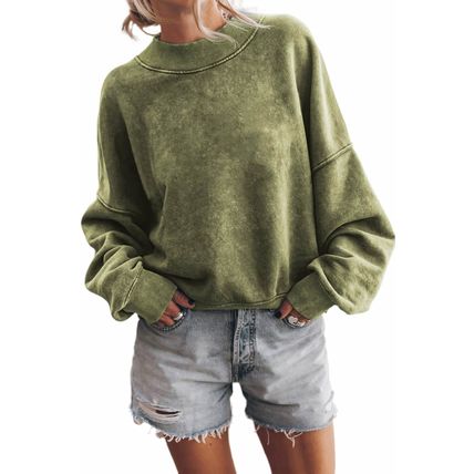 Green Drop Shoulder Crew Neck Pullover Sweatshirt