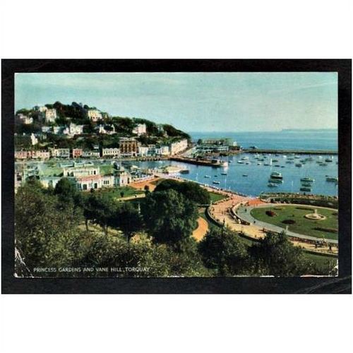 Princess Gardens and Vane Hill, Torquay Devon. Salmon postcard posted 1968