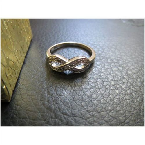 1/10 Genuine Carat Diamond Infinity Promise Ring in Sterling Silver White Size 7