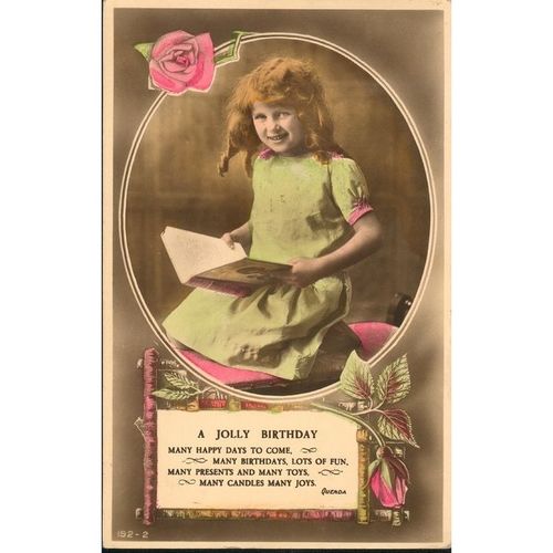Vintage GB Birthday Card 1934 - A Jolly Birthday
