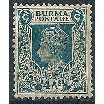 Burma 1938 SG28 4a Greenish-Blue Mounted Mint .. ..