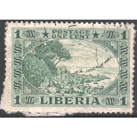 Liberia stamps 1921 - SG623 (on paper) - 1c green - Cape Mesurado - used