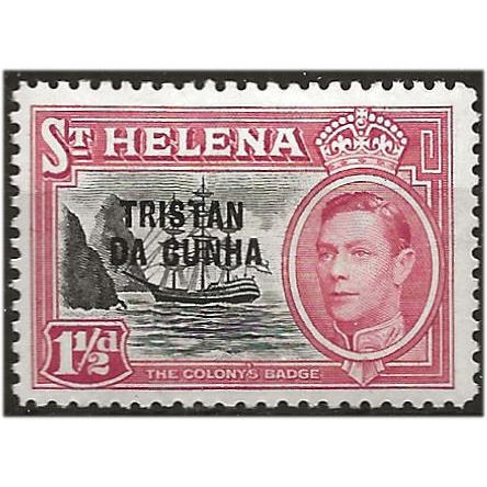 Tristan Da Cunha 1952 SG3 1 1/2d Black & Carmine Mounted Mint .. ..