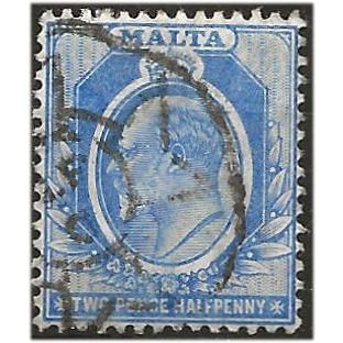 Malta 1911 SG53 2 1/2d Bright Blue Fine Used .. ..