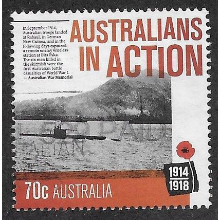 AUS 2014 70c 'WORLD WAR I - AUSTRALIANS IN ACTION' FINE USED (EBID68-543)