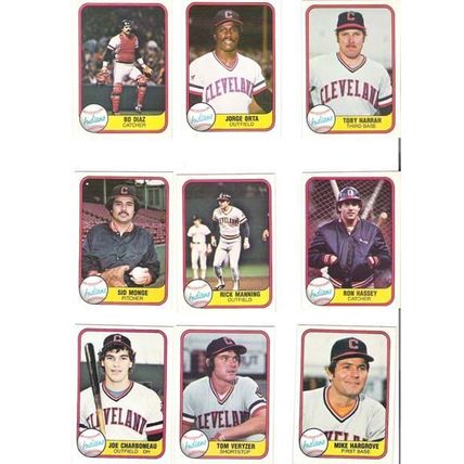 1981 Fleer Cleveland Indians team set 22 cards- Charboneau RC, Orta, Diaz