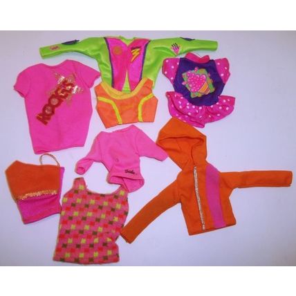 Barbie 90s 8 pc Neon Lot Windbreaker Hoodie and Various Styles of Shirts