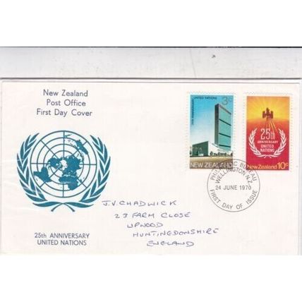 New Zealand 1970 United Nations FDC Bureau Cancel written VGC