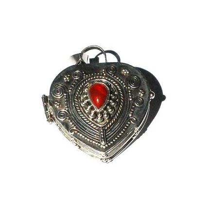 Sterling Silver Heart Prayer Box Carnelian Pendant