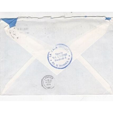 Spain 1974 La Casa Inglesa Madrid to London UK Cover Madrid Cancel written VGC