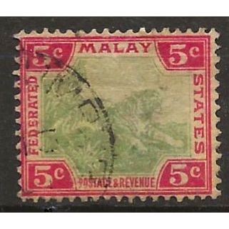 Federated Malay States 1901 SG18 5c Green & Carmine/Yellow Crown CA Fine Used .