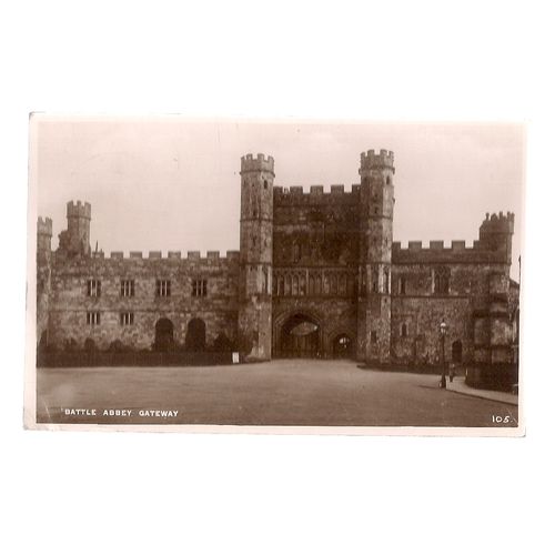 GATEWAY, BATTLE ABBEY, BATTLE used vintage postcard by Shoestring & Etheridge =