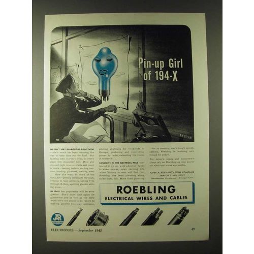 1943 Roebling Electrical Wires and Cables Ad - art by Leo Rackow Ad - Pin-up
