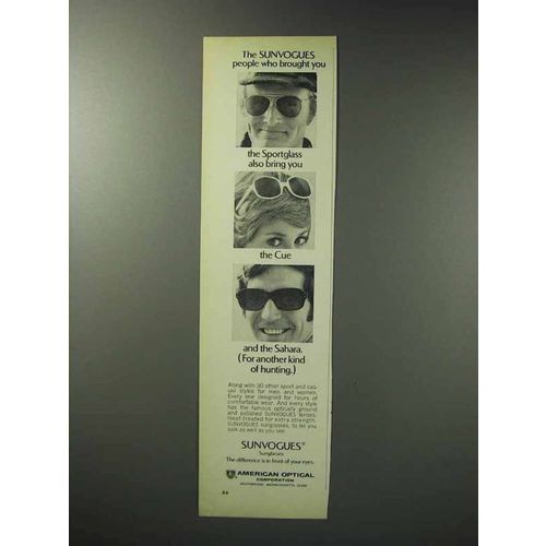 1971 American Optical Sunvogues Sunglasses Ad
