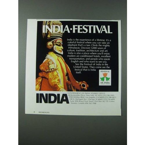 1986 India Tourism Ad - India-Festival
