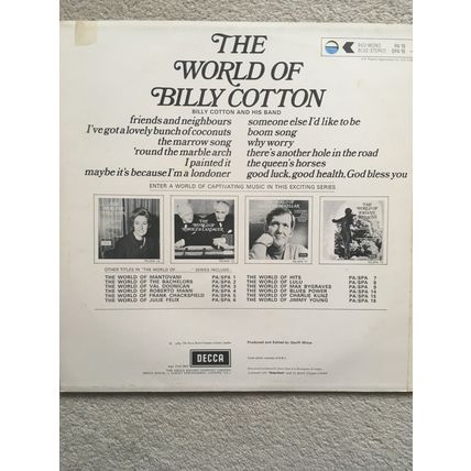 THE WORLD OF BILLY COTTON (UK VINYL LP, DECCA, STEREO, 1969)