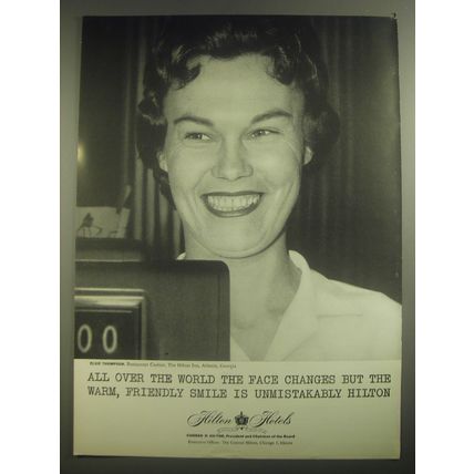 1962 Hilton Hotels Ad - All over the world the face changes