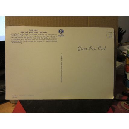 WORLD FAIR, 1964-1965, NEW YORK, USA unused GIANT postcard 23 X 15 cms