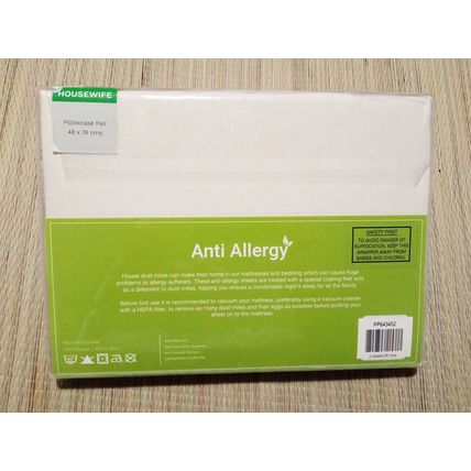 Anti Allergy Housewife Pillowcases Cream 48 x 74cm Coloroll