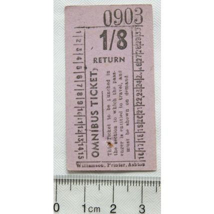 Vintage: 1/8 return omnibus ticket, Williamson, Ashton