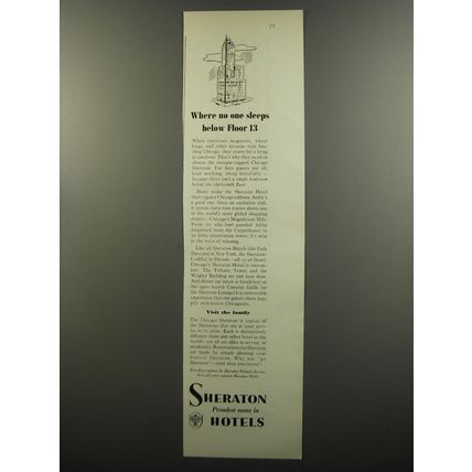 1953 Sheraton Hotels Ad - Where no one sleeps below floor 13