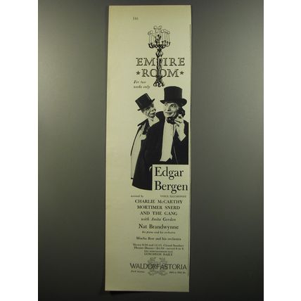 1953 Waldorf Astoria Hotel Empire Room Ad - Edgar Bergen voice illusionist