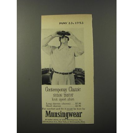 1953 Munsingwear Sport Shirt Ad - Contemporary Classic