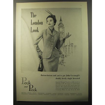 1953 Peck and Peck Suit by John Cavanagh Advertisement - The london look