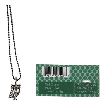 Brand New Lucky Feather Sterling Silver Plated Owl Charm Necklace Jeweled Eyes