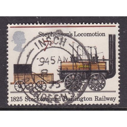 GB Postmark Insch Aberdeenshire 1975 Stephensons Locomotive 7p VGC
