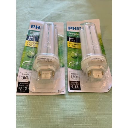 Philips Energy Saver Cool White Replacement Bulb PL-T CFL Light Bulb Set of 2 5"