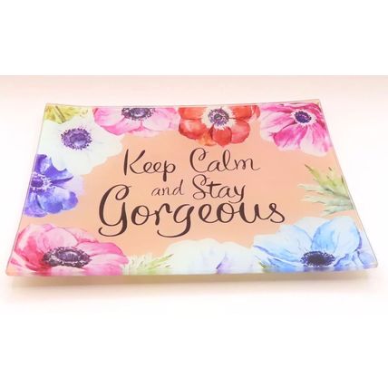 Keep Calm & Stay Gorgeous Trinket Plate Rectangular Glass Gift Home Decor