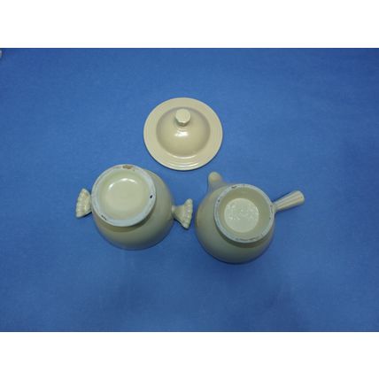 1930's Mint Rare Fiestaware Vintage Ivory Demitasse & Creamer Fiesta HLC CT USA