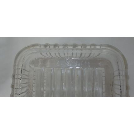 2 Vintage Hazel Atlas Federal Clear Glass Covered Dish Tomato Celery Ribbed