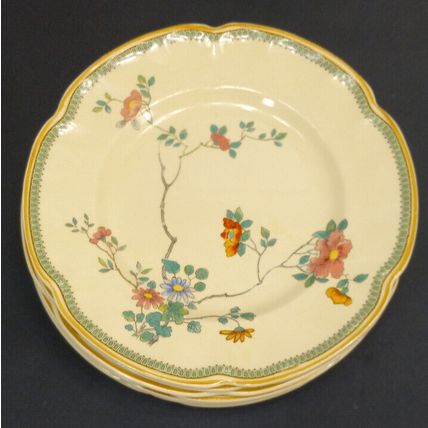 Vintage Victorian Johnson Bros Salad Plate Flower Design 8" ENGLAND 8 Set
