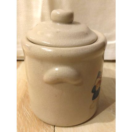 Vintage Christmas Snowman Holiday Votive Tea Candle Ceramic Heavy Crock