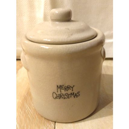 Vintage Christmas Snowman Holiday Votive Tea Candle Ceramic Heavy Crock