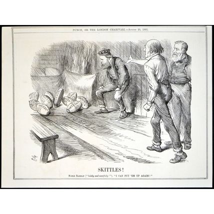 SKITTLES! 1881 John Tenniel - Joseph Swain PUNCH CARTOON PAGE