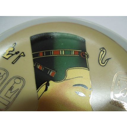 Small Faithi Mahmoud Nerfertiti 4" Plate With Gold Accents Made In Egypt ITC