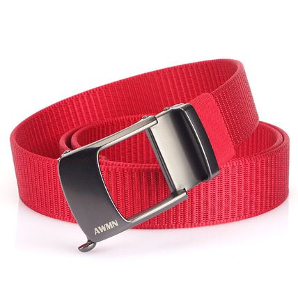 Men's nylon buckle automatic belt with hollow buckle head, casual waist belt