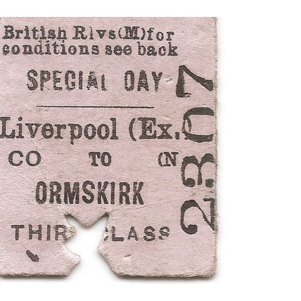 B.R. Edmondson Ticket - Liverpool Exchange to Ormskirk