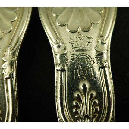 4 Pair Silver Plate Fish Knives & Forks Bearing Queen Victorias Cypher Wilkinson