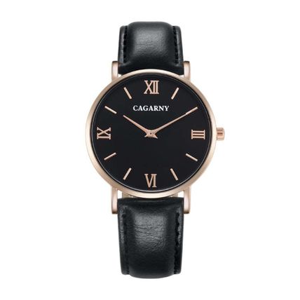 CAGARNY 6812 Round Dial Alloy Case Fashion Men Quartz Watch with PU Leather Band