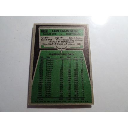 1975 Topps Football Card # 120 Len Dawson VG-Ex (4) Kansas City Chiefs