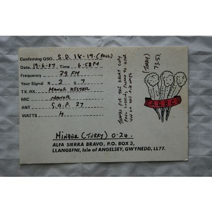 1987 QSL Card Anglesey Star Breakers Club