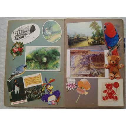 Large scrapbook - cards, tickets, scraps, etc. (see photos)