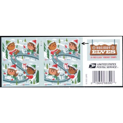 Misperforated Error Elves Pane of 20 Stamps - 5722-5725 - Stuart Katz