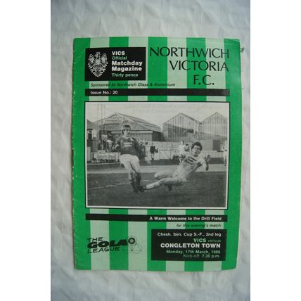 1986 programme Northwich Victoria v. Congleton Town, Cheshire Senior Cup 2nd Leg