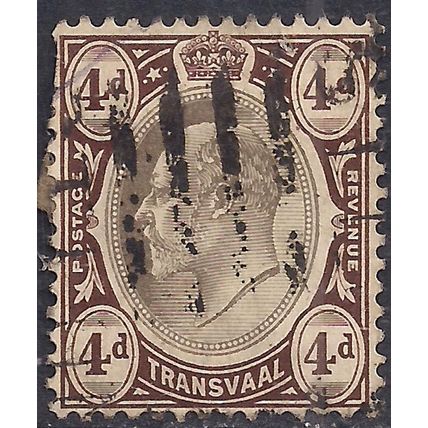 Transvaal South Africa 1904 - 9 KEV11 4d Brown & Black used SG 265 ( K186 )
